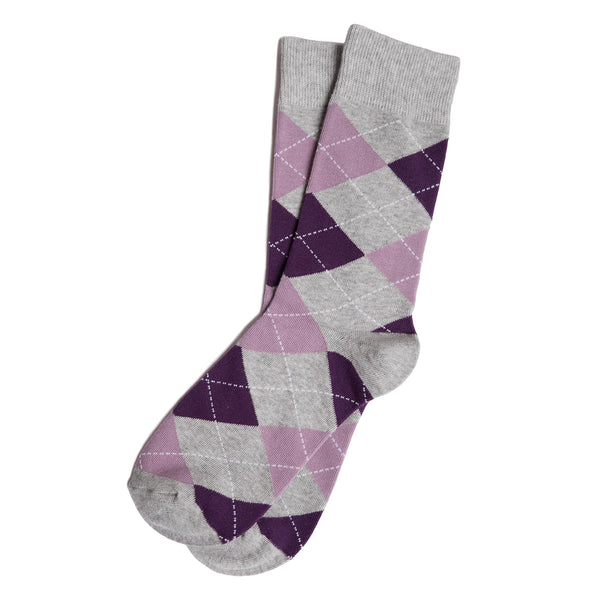 Purple & Grey Argyle Dress Socks