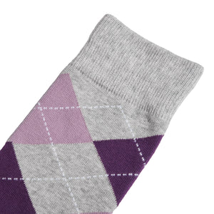 
                  
                    Purple & Grey Argyle Dress Socks for Groomsmen
                  
                