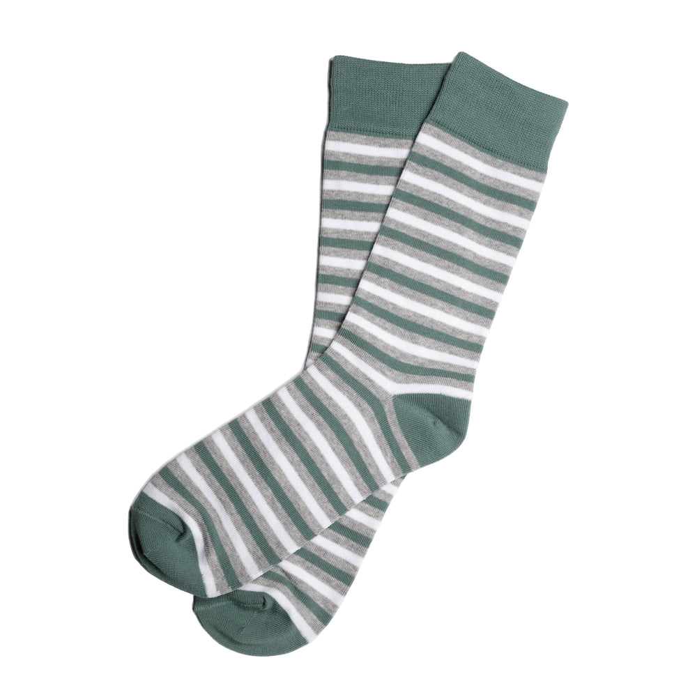 Sage Green Striped Dress Socks for Groomsmen and Weddings