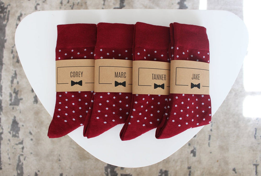 Burgundy Polka Dot Wedding Socks | Groomsman Gear Burgundy Polka Dot Wedding Socks | Groomsman Gear