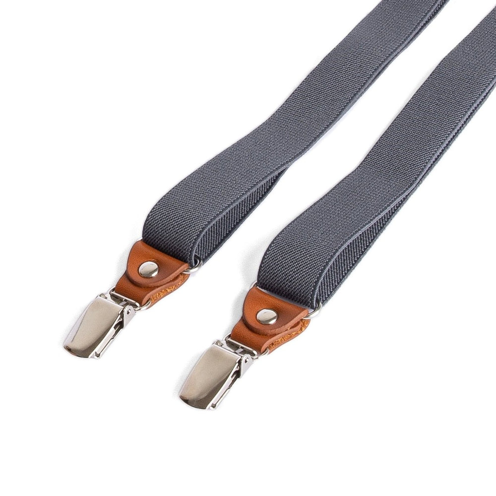 Charcoal Satin Suspenders  Formal Fabric Suspenders in Charcoal