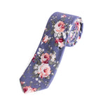 Blue Floral Skinny Tie for Groomsmen