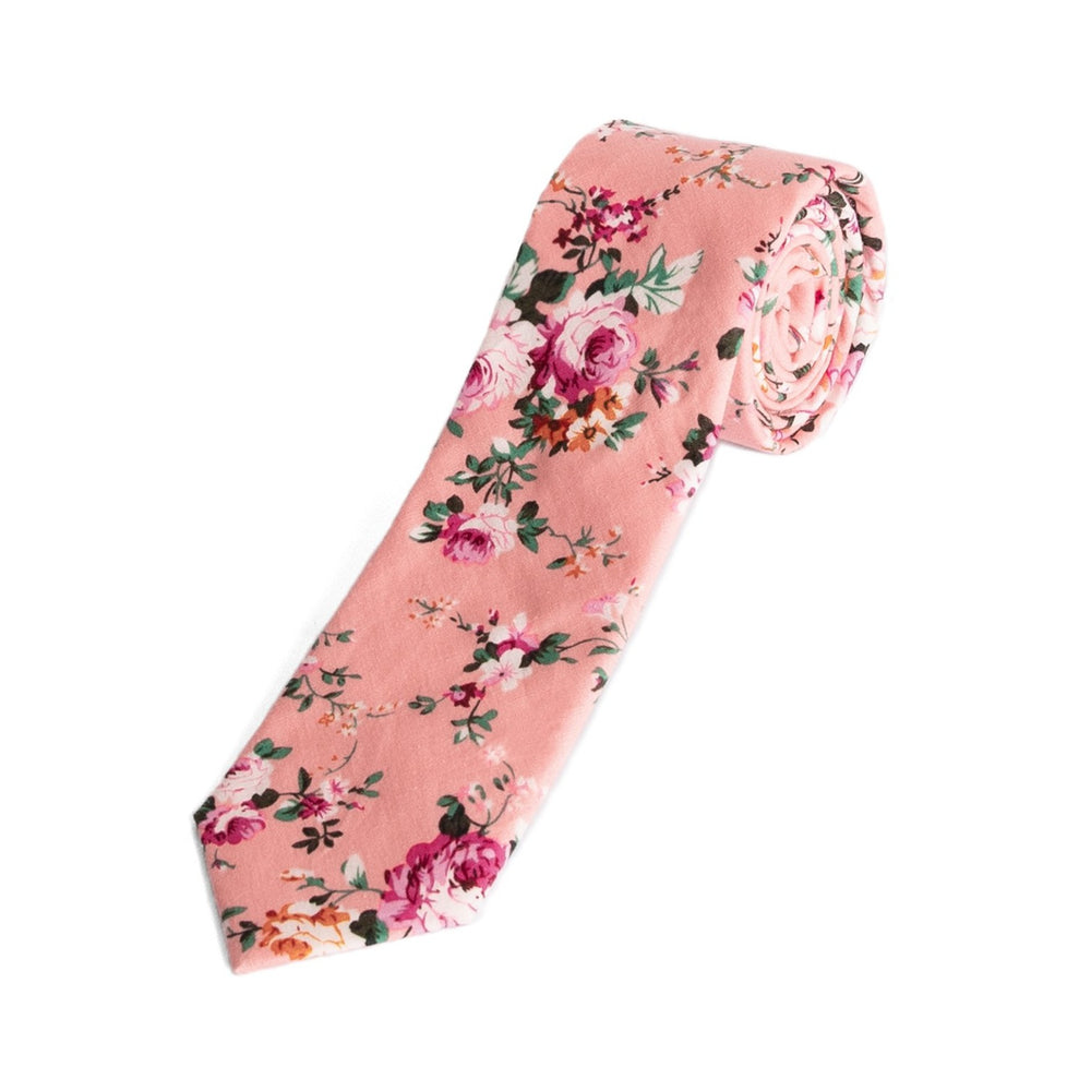Pink Floral Skinny Tie for Weddings | Groomsman Gear